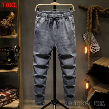 Весенне-летние джинсы мужские большого размера 9XL шаровары плюс размер светло-голубых брюк tide 10XL 9XL джинсы оверсайз Изображение