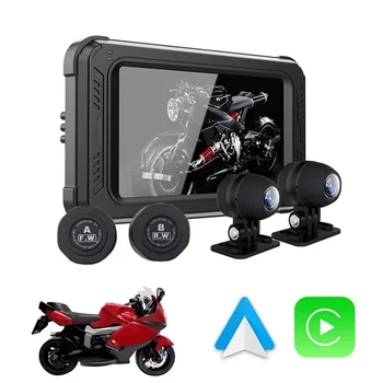 5-дюймовый Мотоциклетный Навигатор Для Вождения Рекордера Мониторинг Давления В Шинах Moto Wireless Carplay Android Auto Bluetooth 5.2 Водонепроницаемый Изображение