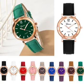 Женские часы Бренд класса люкс, модные женские часы, Кожаные часы, женские кварцевые наручные часы Montre Femme relogio digital Изображение