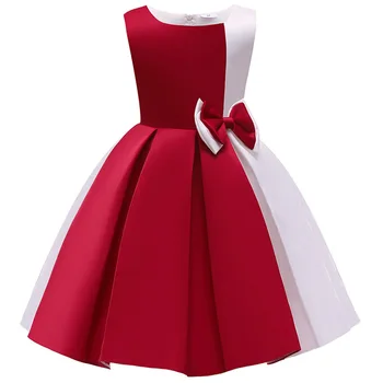 Новое Цветовое контрастное платье принцессы для маленьких девочек, элегантное свадебное бальное платье для малышей, обычные платья для младенцев, детская одежда Изображение