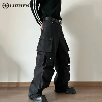 Дизайн, мужская мода, повседневные Свободные карманы, Множество прямых брюк, Высококачественные уличные Универсальные Модные брюки 2023 Dfbc61 Изображение