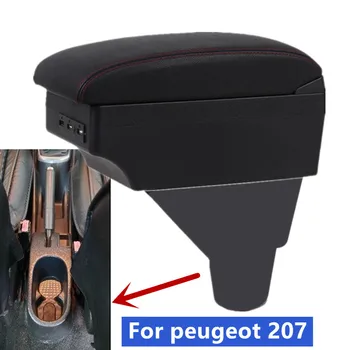 Для peugeot 207 Коробка подлокотника для автомобиля peugeot 207 коробка подлокотника Центральный ящик для хранения Дооснащение салона автомобильными аксессуарами USB Изображение