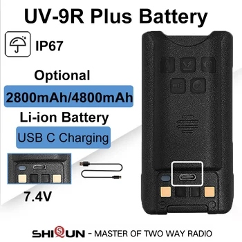 Аккумулятор Baofeng UV-9R USB C Charge 4800 мАч Литий-ионный 7,4 В UV-9R Pro UV-9G GMRS-9R UV-9R Plus BF-T57 Аксессуар для портативной рации 2800 мАч Изображение