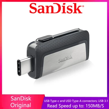 100% SanDisk usb 128 ГБ SDDDC2 Экстремально высокая скорость Type-C USB3.1 32gDual OTG USB флэш-накопитель 64 ГБ Флеш-накопители 256 ГБ 150 М/ с Флешки Изображение