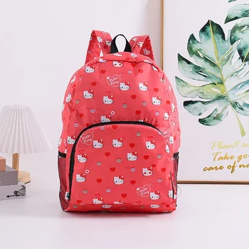 Sanrio hello kitty melody Водонепроницаемый складной рюкзак для мальчиков и девочек, рюкзак Kuromi, сумка для хранения, сумочка cinnamon, школьный ранец Изображение