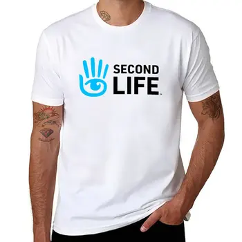 Новая футболка с черным шрифтом с логотипом Second Life, милые топы, забавные футболки, футболки оверсайз, мужские футболки-чемпионы Изображение