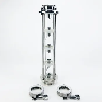 НОВАЯ дистилляционная башня OD64 SS304 диаметром 2 дюйма (51 мм) для домашнего виноделия, 5-слойная высококачественная стеклянная башня. Дистиллятор Лунного Света Изображение