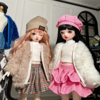 Новая одежда для кукол Плюшевое пальто Подходит для 30 см 1/6 настоящей куклы BJD Одежда для одевания своими руками Юбка Модный костюм Носки Аксессуары для игрушек Изображение