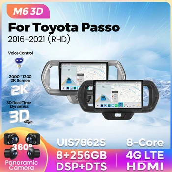 2K QLED Android Автомобильный Радио-видеоплеер для Toyota Passo 2016 2017-2021 GPS Беспроводной Carplay Auto 3D UI AI voice BT5.1 DSP 2Din Изображение