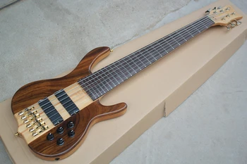 Заводская 6-струнная электрическая бас-гитара с золотистой фурнитурой, бесплатная доставка Изображение