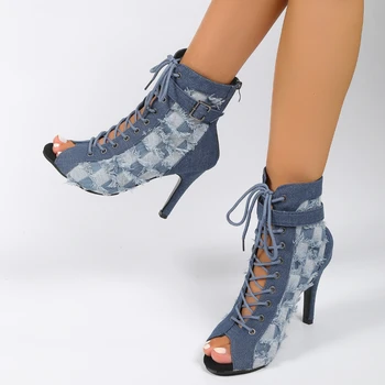 BCEBYL 2023 Летняя мода Новые Полые туфли на высоком каблуке со шнуровкой, однотонные пикантные вечерние туфли с рыбьим ртом, Босоножки с пряжкой, женские на молнии Изображение