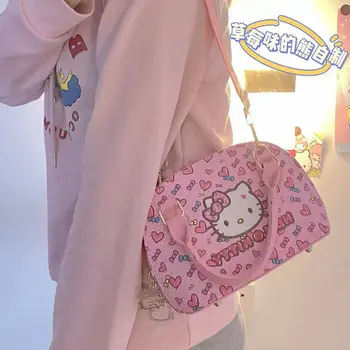 Сумка-мессенджер Sanrio Hello kitty, милая сумка для девочек, большая вместительная сумка через плечо Изображение
