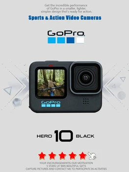 Экшн-камера GoPro HERO 10 Black Hero10 с экраном 5.3K, Спортивная Камера 23MP GP2, Водонепроницаемая Мини-Видеокамера go pro 10camers Изображение
