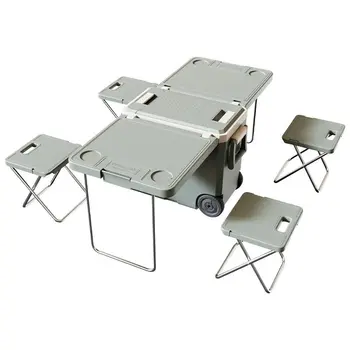 32 л, многофункциональный портативный складной стол и стул для кемпинга, инкубатор для льда и стула для пикника, морозильная камера для продуктов Изображение