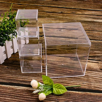 Прозрачный пластиковый органайзер с крышкой, квадратная упаковочная коробка, контейнер для хранения Изображение