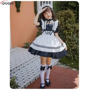 Детское платье горничной в стиле Лолиты, прекрасный костюм горничной для девочек, детская одежда, костюмы для косплея Изображение