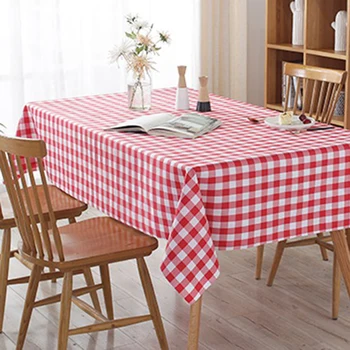 Простая и щедрая домашняя скатерть для обеденного стола в загородном стиле, скатерть для пикника в ресторане, Красная Клетчатая скатерть Изображение