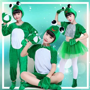 Детский Сценический костюм на Хэллоуин, Косплей, одежда для танцев в детском саду, комбинезон с зеленой Лягушкой и Головастиком Изображение