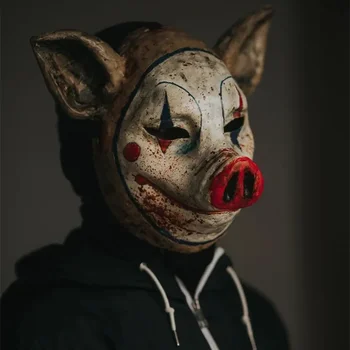 Новое поступление, латексная маска свиньи-клоуна, забавные маски животных, шлем ужасов на Хэллоуин, косплей, костюм для маскарада, реквизит Изображение