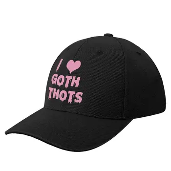I Love Goth Thots Забавная бейсболка для пляжной прогулки, шляпа с защелкивающейся спинкой, Роскошная мужская шляпа, солнцезащитная военная кепка, мужская шляпа для женщин Изображение