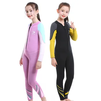 ZCCO Новый детский водолазный костюм 2,5 ММ, цельный купальник для девочек с длинными рукавами, утолщенный теплый и солнцезащитный костюм для серфинга, водолазный костюм Изображение