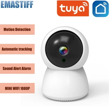 IP-камера Tuya Smart Mini WiFi 1080P, Беспроводная камера видеонаблюдения для дома, 2 МП с автоматическим отслеживанием Изображение