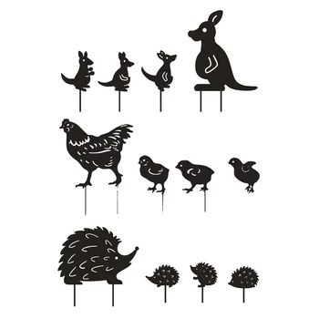 Металлический силуэтный кол, полая статуя животного в виде кенгуру, курицы, ежа, черный орнамент для газона, художественное ремесло, декор газона во дворе Изображение