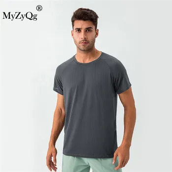 MyZyQg/ Мужская летняя крутая быстросохнущая Свободная одежда для фитнеса, футболки с коротким рукавом, Дышащая повседневная рубашка для бега с круглым вырезом от пота Изображение