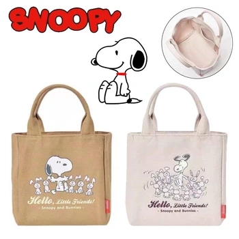 Женская холщовая сумка Snoopy, мультяшная водонепроницаемая сумка для хранения, сумка для покупок большой емкости, модная повседневная женская сумка-тоут Изображение