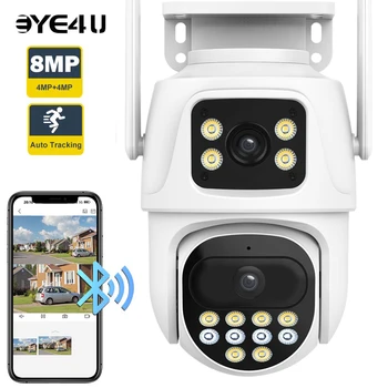 4K 8MP WiFi IP-камера с двумя объективами PTZ-камеры Наружное автоматическое отслеживание Домашняя безопасность CCTV видеонаблюдение NVR Bluetooth Изображение