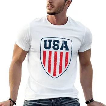 Щит героя Америки, футболка с флагом США, новое издание футболки, спортивные рубашки, футболки для мужчин Изображение