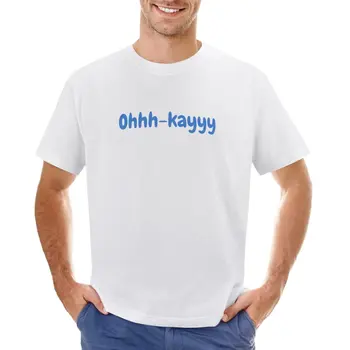 Оооо-кей в светло-голубой футболке больших размеров для мальчиков, белые мужские тренировочные рубашки Изображение