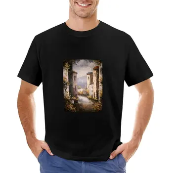 Провинциальный городок футболка для мальчиков футболки негабаритных футболка смешные футболки мужские графические футболки пакет Изображение