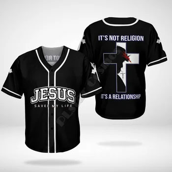 Модная бейсбольная рубашка Jesus faith triumphs over fear, бейсбольная рубашка, мужская рубашка с 3D-принтом, повседневная рубашка в стиле хип-хоп, бейсбольная рубашка Изображение