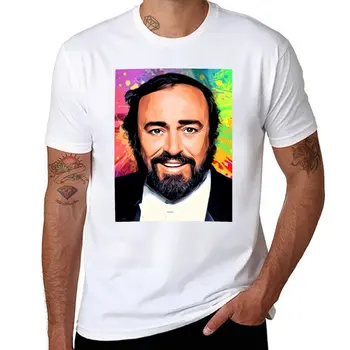 Новая футболка с художественным портретом Лучано Паваротти в стиле Pop Tribute, футболки для спортивных фанатов, графическая футболка, мужская тренировочная рубашка Изображение