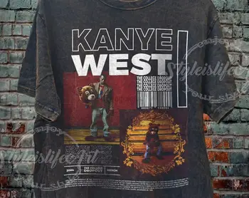 Kanye West TCD RapTee Vintage Специальная стирка Унисекс Рубашка RapTee в винтажном стиле Подарок для любителей Raptee с графикой RapTee SILA102 Изображение