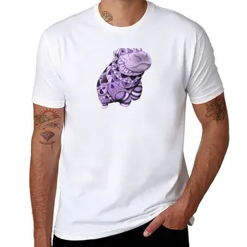 Новая футболка с бегемотиком, короткая футболка, футболки для любителей спорта, винтажные футболки, мужские белые футболки Изображение