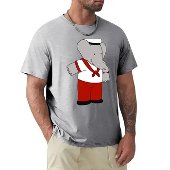 Футболка Babar the elephant sailor, большие размеры, мужские винтажные футболки для тяжеловесов Изображение