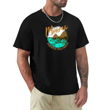 Moorea Over Water Bungalow, Французская Полинезия, ретро-футболка для путешествий, топы больших размеров, винтажные футболки, мужские футболки Изображение