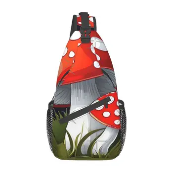 Красная и белая нагрудная сумка с грибами Amanita Muscaria, современная портативная дорожная сумка через плечо, настраиваемая Изображение