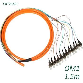 Кабель 12C с FC / UPC OM1 1,5 м -ПВХ-оранжевый / косичка из оптического волокна Изображение