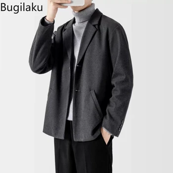 Осенне-зимний шерстяной пиджак, мужской тренд, легкий зрелый стиль, утолщенное шерстяное пальто, Корейский вариант повседневного костюма Изображение