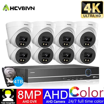 Полноцветная Система Видеонаблюдения 4K Ultra FHD 8CH 8MP H.265 DVR С 8-Мегапиксельными Наружными Камерами Видеонаблюдения С Распознаванием Человеческого Лица Изображение