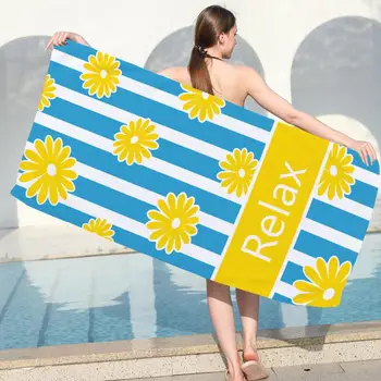 Пляжное полотенце Универсальное складное дышащее пляжное спортивное полотенце с мультяшным принтом, пляжные принадлежности Изображение