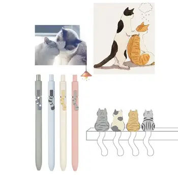 Гелевые Ручки Cute Cat С Быстросохнущими Чернилами Удобная Ручка для Студентов, Любителей Кошек Изображение