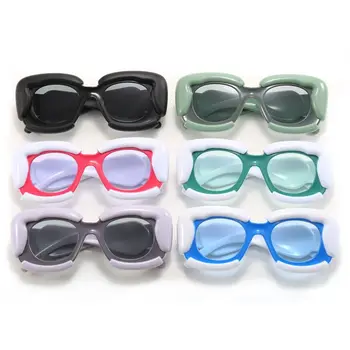 Квадратные солнцезащитные очки роскошного бренда, солнцезащитные очки в форме облака, солнцезащитные очки с наружной оправой, очки для велоспорта с защитой от UV400 Изображение