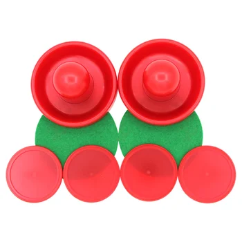 1 Комплект шайб для аэрохоккея, лопаток, толкателей для аэрохоккея, сменных аксессуаров для игровых столов (красный + зеленый) Изображение