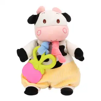 Корова-прорезыватель, милая мультяшная корова, спандекс, супер Мягкие детские игрушки-прорезыватели, богатые тактильные ощущения, Кукла-корова, игрушка для раннего образования Изображение