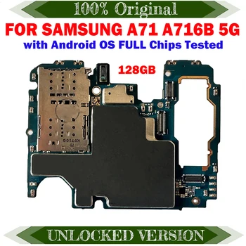 Оригинальная материнская плата для Samsung Galaxy A71 A716B 128 ГБ Логические платы европейской версии A716U, разблокированные в США, тест рабочей пластины материнской платы Изображение
