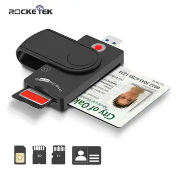 Rocketek USB 2.0 multi Smart Card Reader SD/TF micro SD memory, ID, Банковская карта, sim-клонирующий разъем адаптера компьютера ПК Изображение